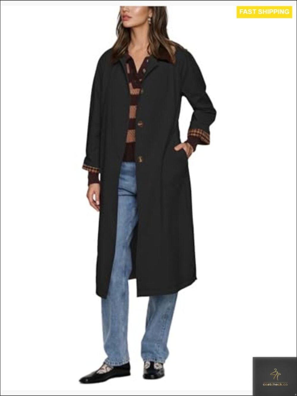 Classic Linen Trench Coat Oversized Windproof Overcoat Lapel Long Jacket - Picture 3 of 3